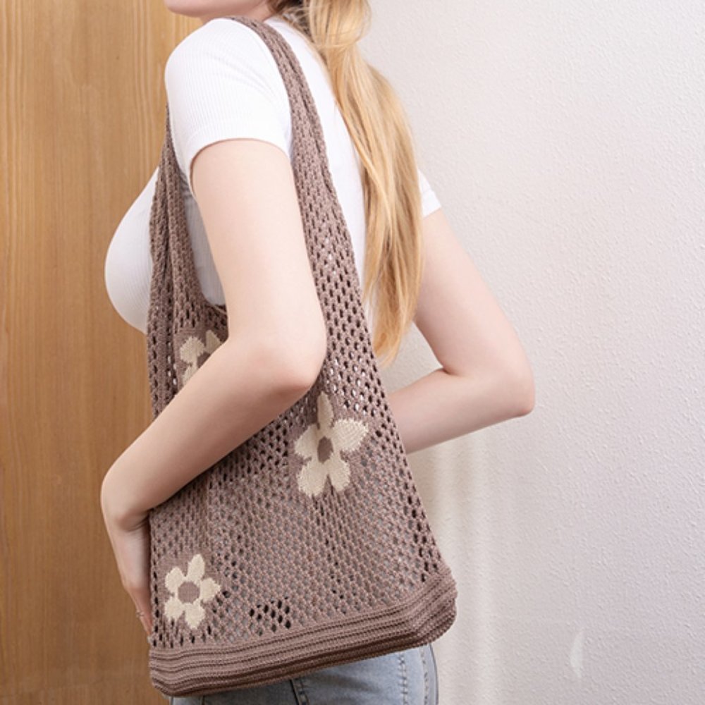 Flower Crochet Hobo Bag